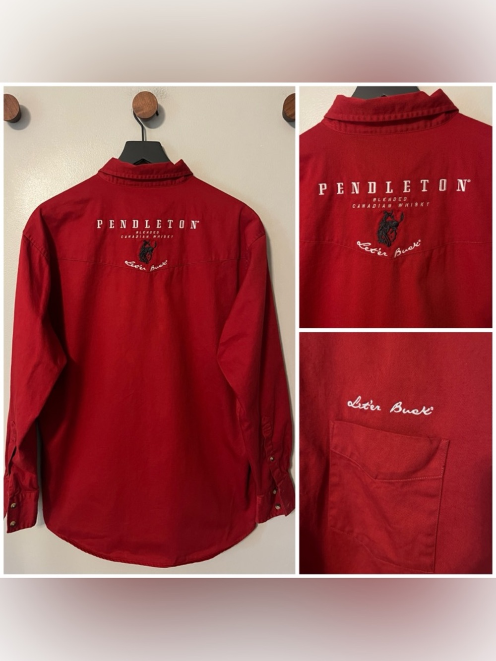 Pendleton the Cheyenne Shirt “Let ‘em Buck” Red Size Large